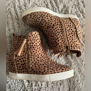Cheetah Print Wedge Booties